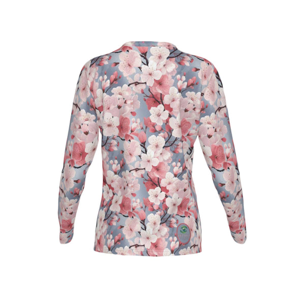 Women Cherry Blossom Performance UPF+50 Crew Neck Long Sleeve Shirt