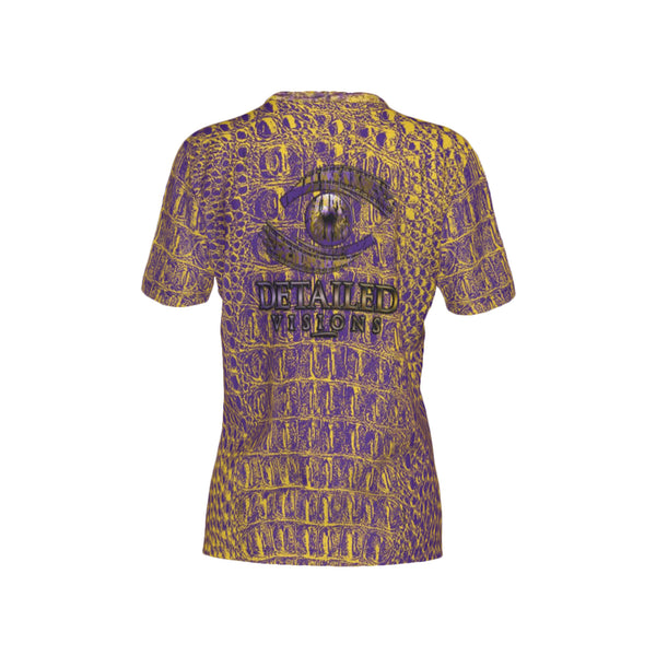 Women Purple and Gold Gator Performance UPF+50 Crew Neck Short Sleeve Shirt