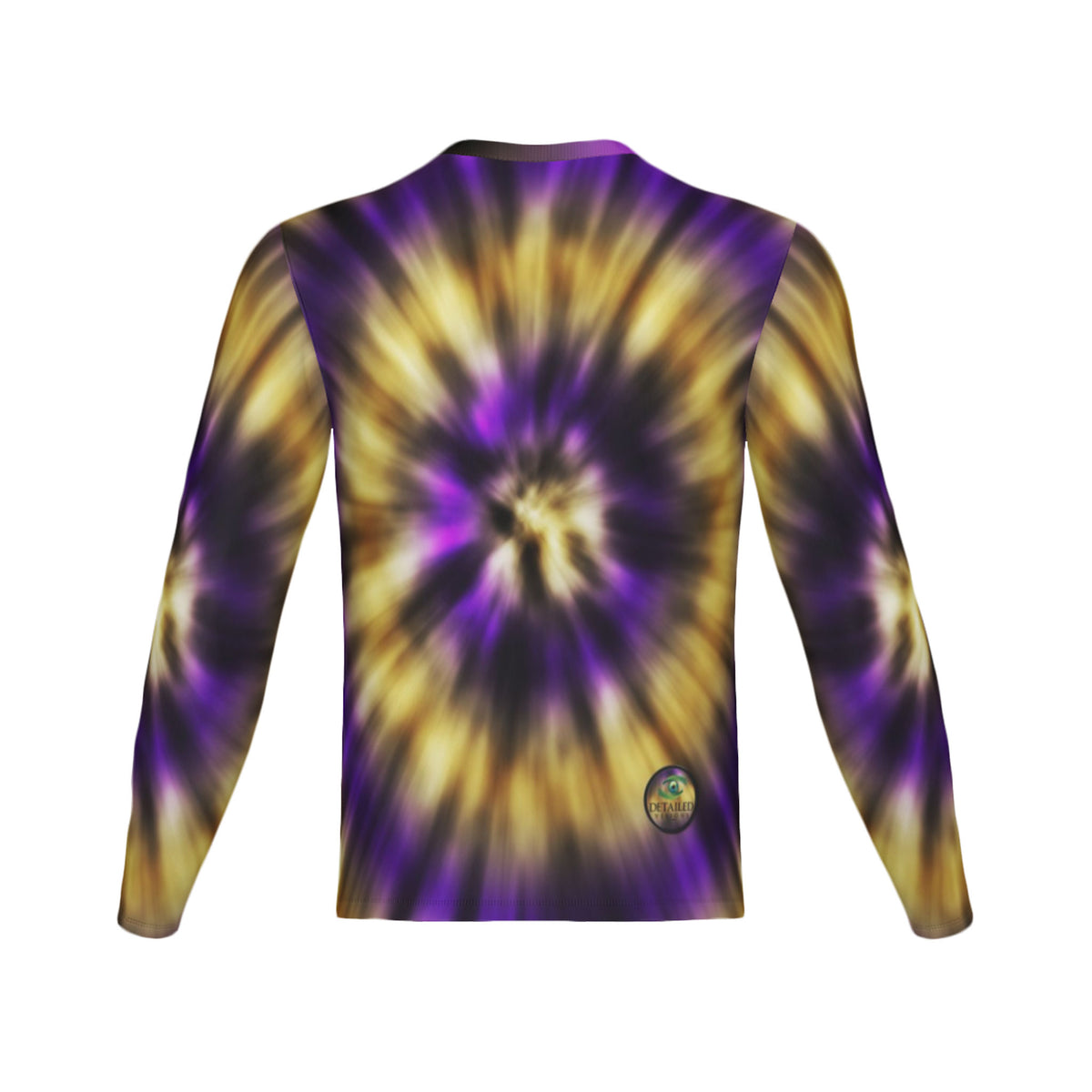 Men Purple and Gold Tie-Dye Performance UPF+50 Long Sleeve Shirt