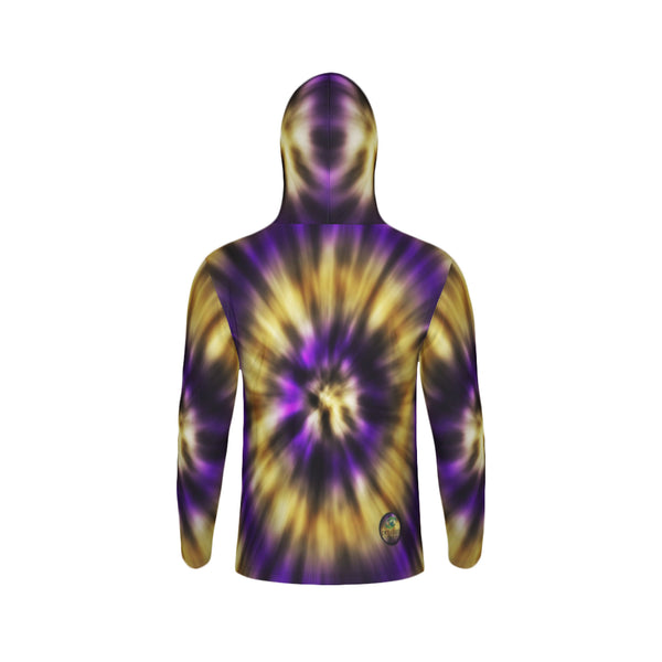 Purple and Gold Tie-Dye Unisex Performance UPF+50 Hoodie