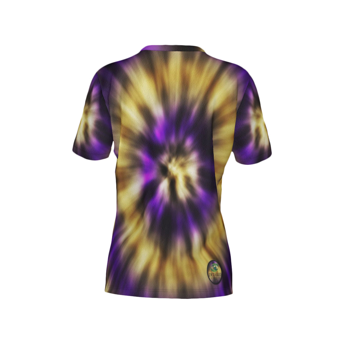 Women Purple and Gold Tie-Dye Performance UPF+50 V-Neck Short Sleeve Shirt