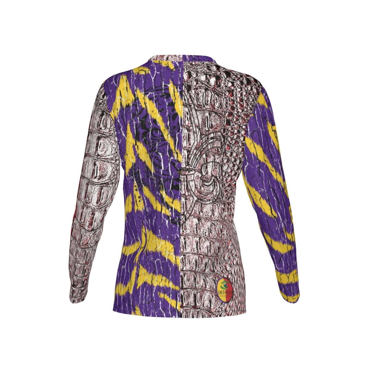 Women Cajuns Gators/Purple and Gold Tigers Tree Bark Mix Match Performance UPF+50 V-Neck Long Sleeve Shirt