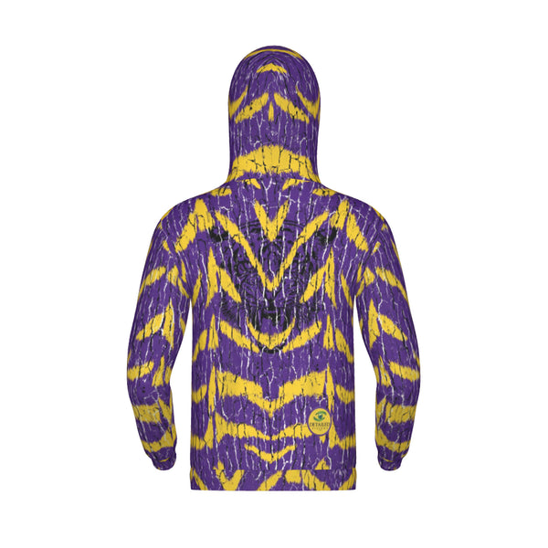 Purple And Gold Tigers Tree Bark Unisex Hoodie