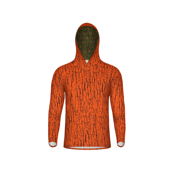 Hunter's Orange Tree Bark Camo Unisex Performance UPF+50 Hoodie