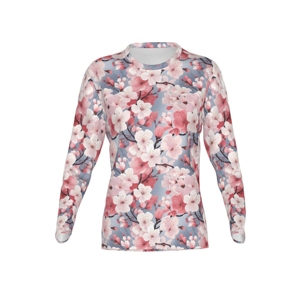 Women Cherry Blossom Performance UPF+50 Crew Neck Long Sleeve Shirt