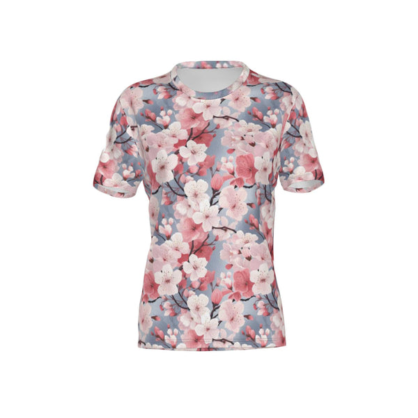 Women Cherry Blossom Performance UPF+50 Crew Neck Short Sleeve Shirt