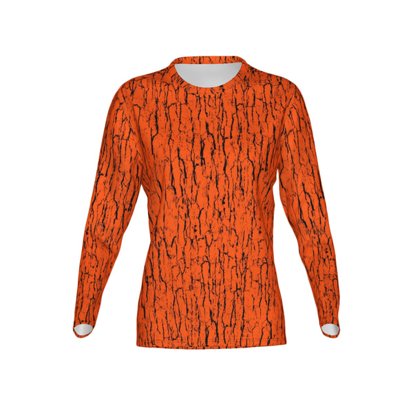 Women Hunter's Orange Tree Bark Camo Performance UPF+50 Crew Neck Long Sleeve Shirt