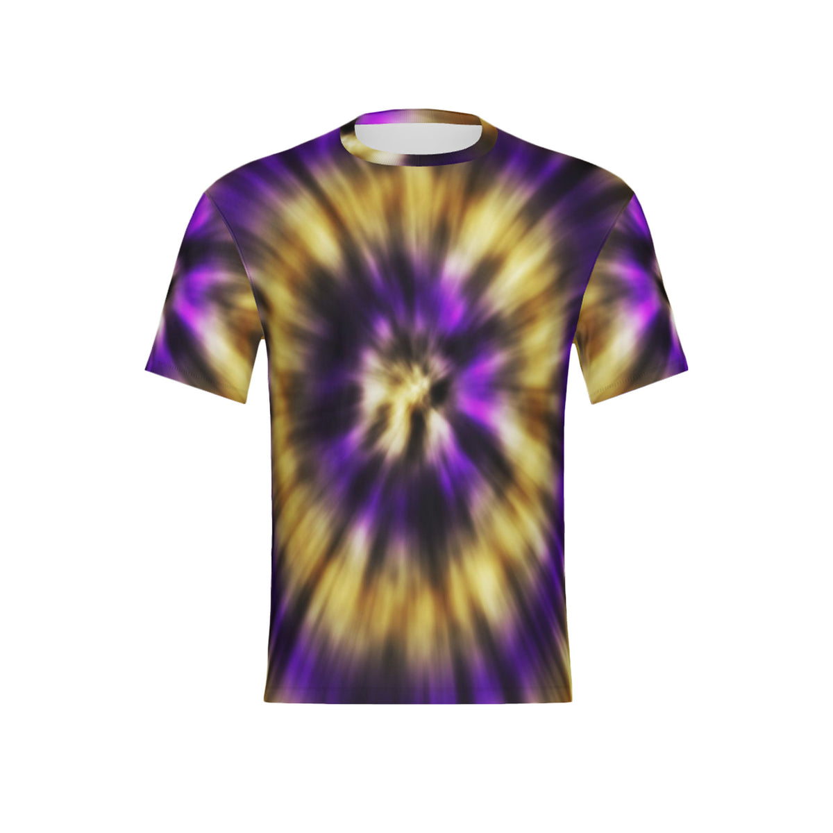 Men Purple and Gold Tie-Dye Performance UPF+50 Short Sleeve Shirt