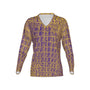 Women Purple and Gold Gator Performance UPF+50 V-Neck Long Sleeve Shirt