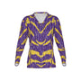 Women Purple and Gold Tigers Performance UPF+50 V-Neck Long Sleeve Shirt