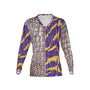 Women Cajuns Gators/Purple and Gold Tigers Tree Bark Mix Match Performance UPF+50 V-Neck Long Sleeve Shirt