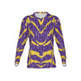 Women Purple and Gold Tigers Tree Bark Performance UPF+50 Crew Neck Long Sleeve Shirt