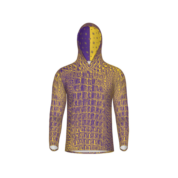 Purple and Gold Gator Performance UPF+50 Hoodie