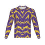 Men Purple and Gold Tigers Tree Bark Performance UPF+50 Long Sleeve Shirt