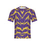 Men Purple and Gold Tigers Tree Bark Performance UPF+50 Short Sleeve Shirt