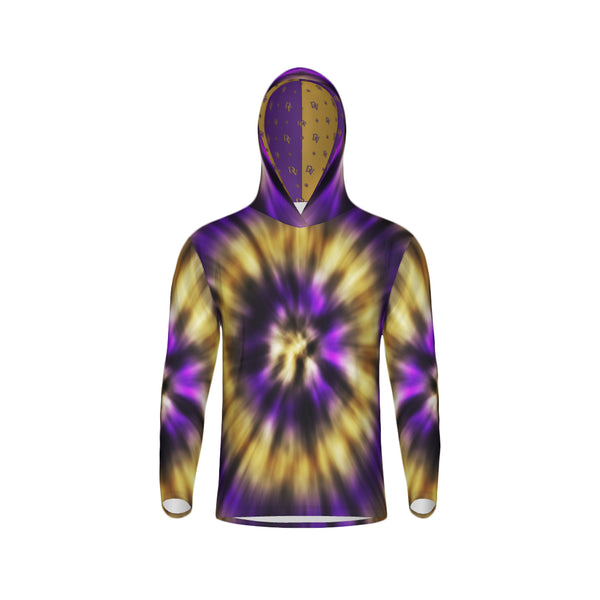 Purple and Gold Tie-Dye Unisex Performance UPF+50 Hoodie