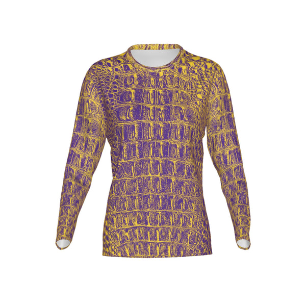 Women Purple and Gold Gator Performance UPF+50 Crew Neck Long Sleeve Shirt