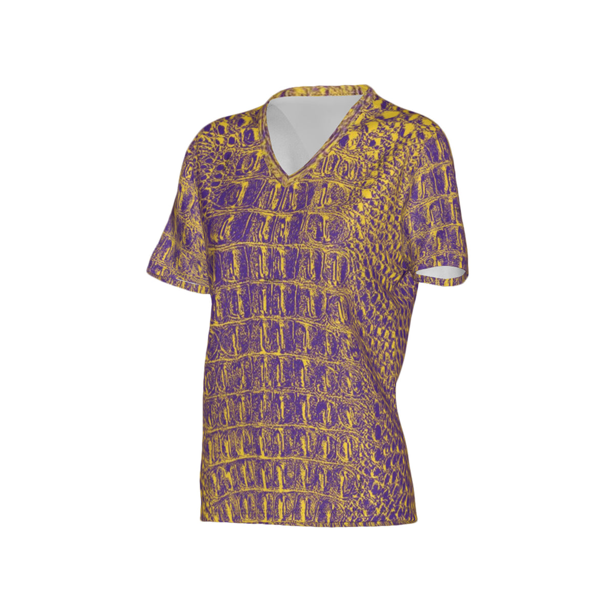 Women Purple and Gold Gator Performance UPF+50 V-Neck Short Sleeve Shirt