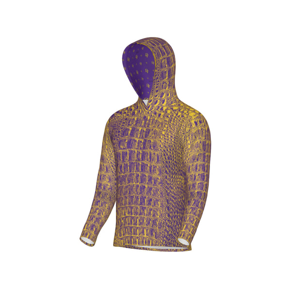 Purple and Gold Gator Performance UPF+50 Hoodie