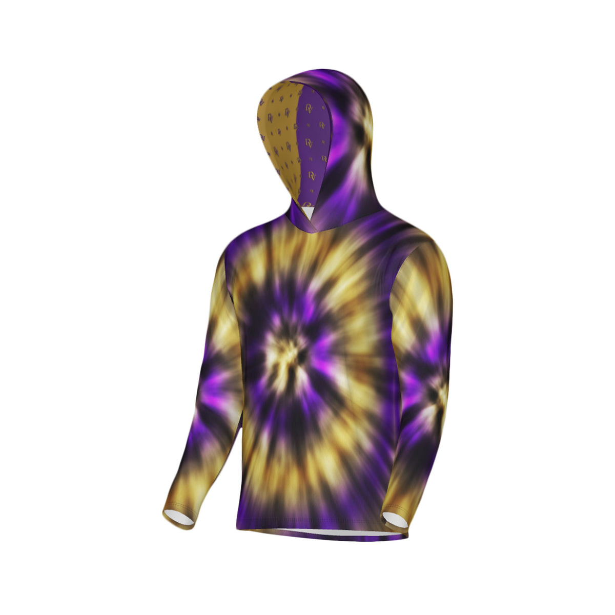 Purple and Gold Tie-Dye Unisex Performance UPF+50 Hoodie