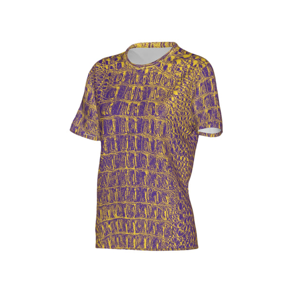 Women Purple and Gold Gator Performance UPF+50 Crew Neck Short Sleeve Shirt