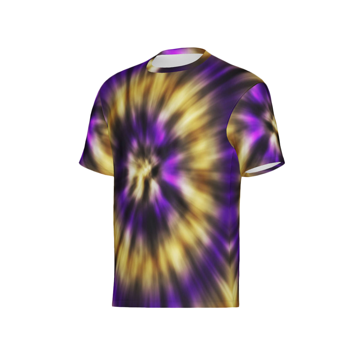 Men Purple and Gold Tie-Dye Performance UPF+50 Short Sleeve Shirt