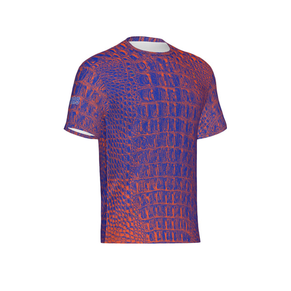 Men Blue and Orange Gators Performance UPF+50 Short Sleeve Shirt