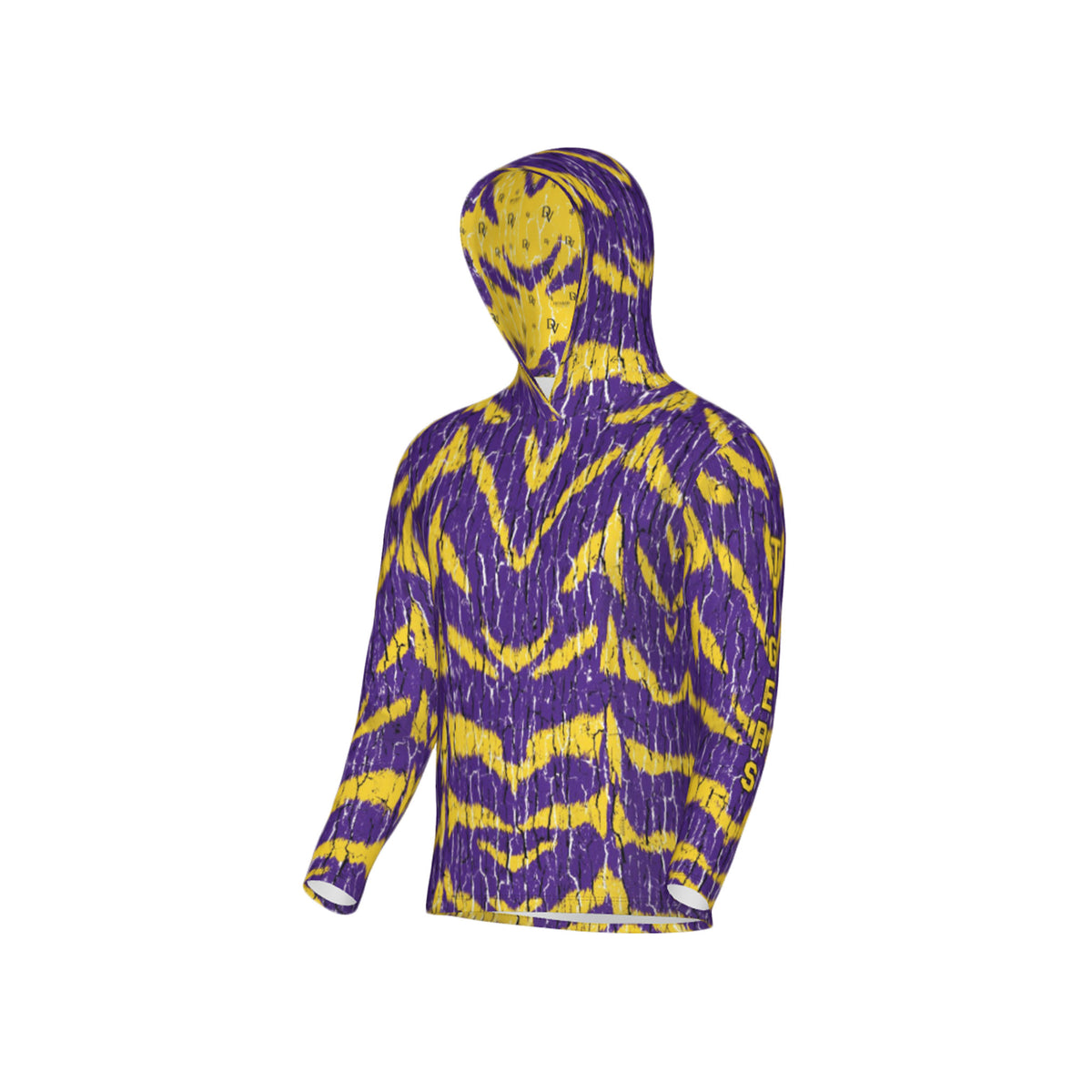 Purple and Gold Tigers Tree Bark Unisex Performance UPF+50 Hoodie