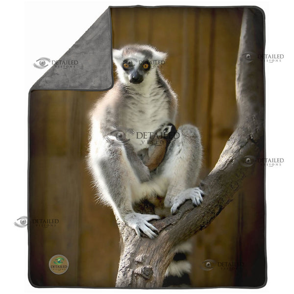 Lemur and Baby Pixel Fleece Blankets