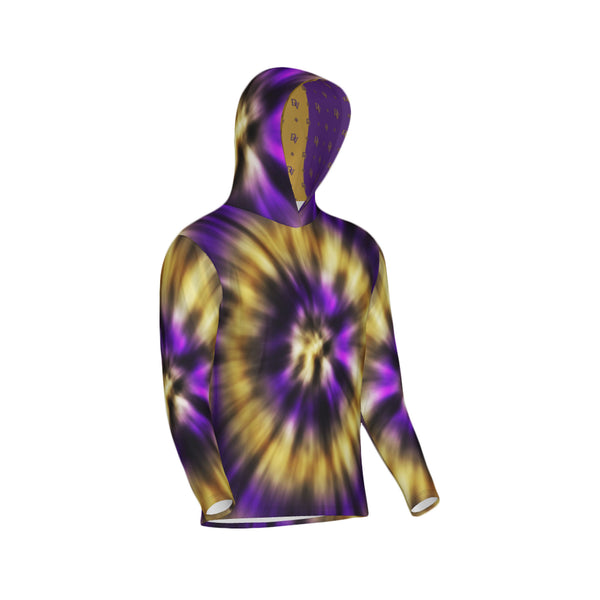 Purple and Gold Tie-Dye Unisex Performance UPF+50 Hoodie