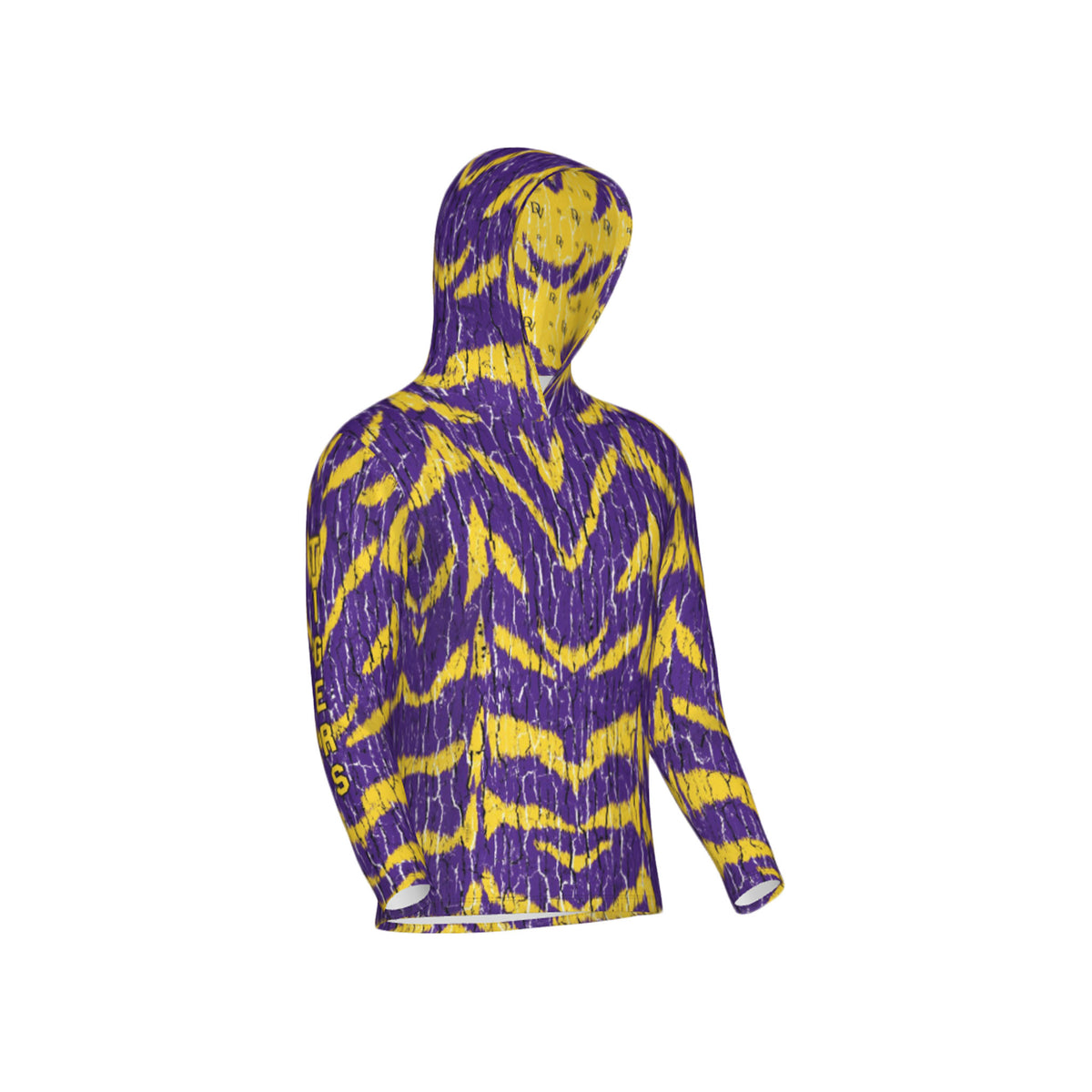 Purple and Gold Tigers Tree Bark Unisex Performance UPF+50 Hoodie