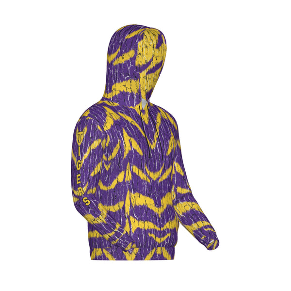 Purple And Gold Tigers Tree Bark Unisex Hoodie