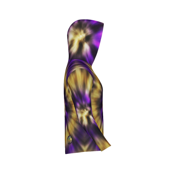 Purple and Gold Tie-Dye Unisex Performance UPF+50 Hoodie