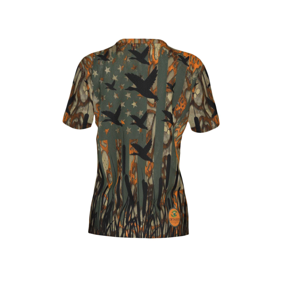 Women USA Duck Camo Performance UPF+50 V-Neck Short Sleeve Shirt