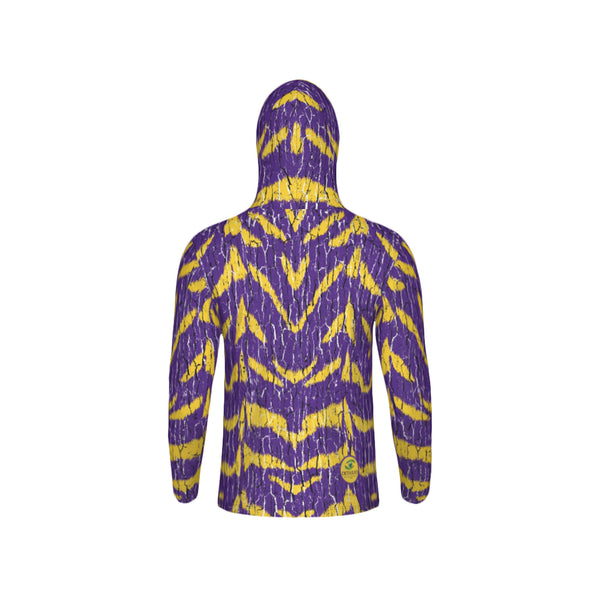 Purple and Gold Tree Bark Unisex Performance UPF+50 Hoodie