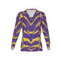 Women Purple and Gold Performance UPF+50 V-Neck Long Sleeve Shirt