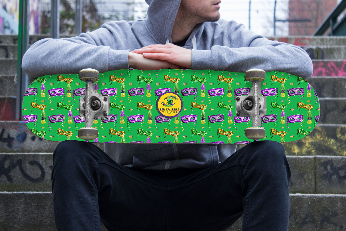 Green Mardi Gras Custom Skateboard