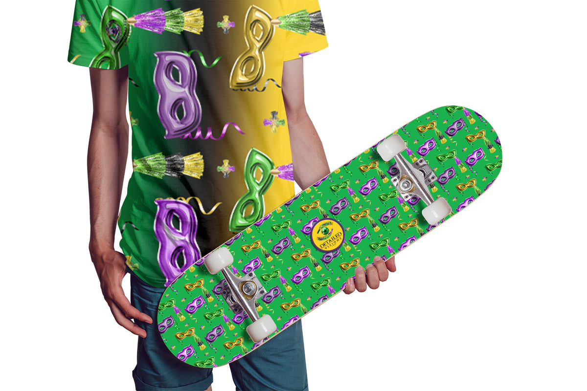 Green Mardi Gras Custom Skateboard